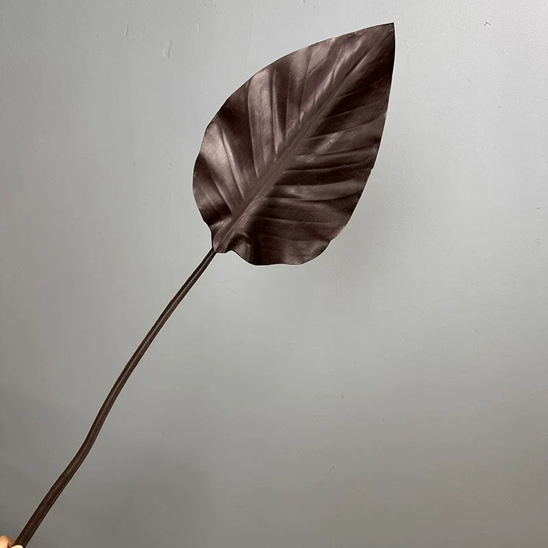 Strelitzienblatt künstlich, 74 cm PU Real-Touch Deko-Blatt, Großes Kunstblatt für Bodenvase, Gestecke & Hochzeit, Braun-Töne