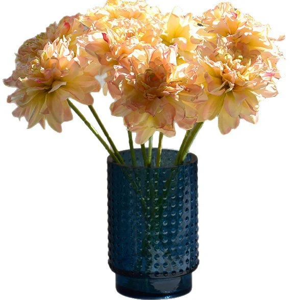 Künstliche Dahlie 30 cm, Real Touch Kunstblume mit geflammtem Rand, Einzelstiel für Vase, Gestecke, Hochzeit, langlebige Deko