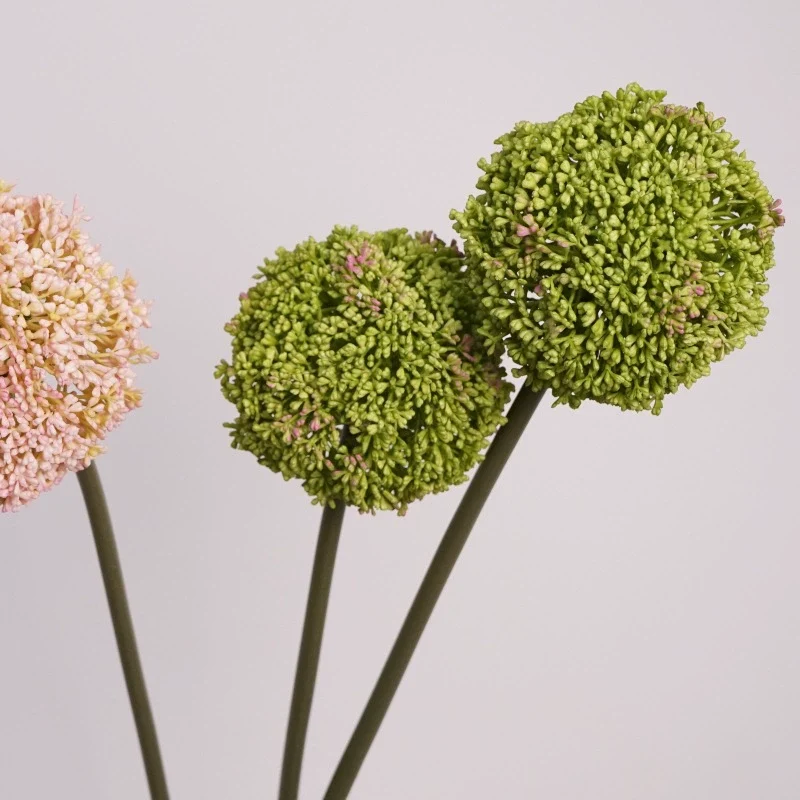 Zierlauch künstlich 75cm, Allium Kunstblume täuschend echt, Dekozweig für Vase, Hochzeit & Gastronomie, hochwertige Alliumkugel