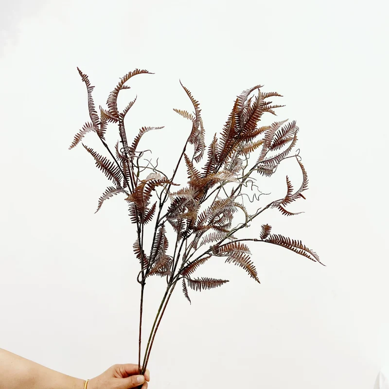 Künstlicher Farnzweig 75cm, Perserfarn-Blattstiel in 3 Farben, Täuschend Echte Kunstpflanze für Vase, Hochzeit, Floristik, Langlebige Deko