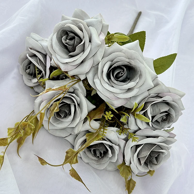 Künstliche Rollrand-Rosen, 55 cm, realistisch, für Hochzeiten, Innendekoration, Cafés, Einzelhandel, langlebig, pflegeleicht