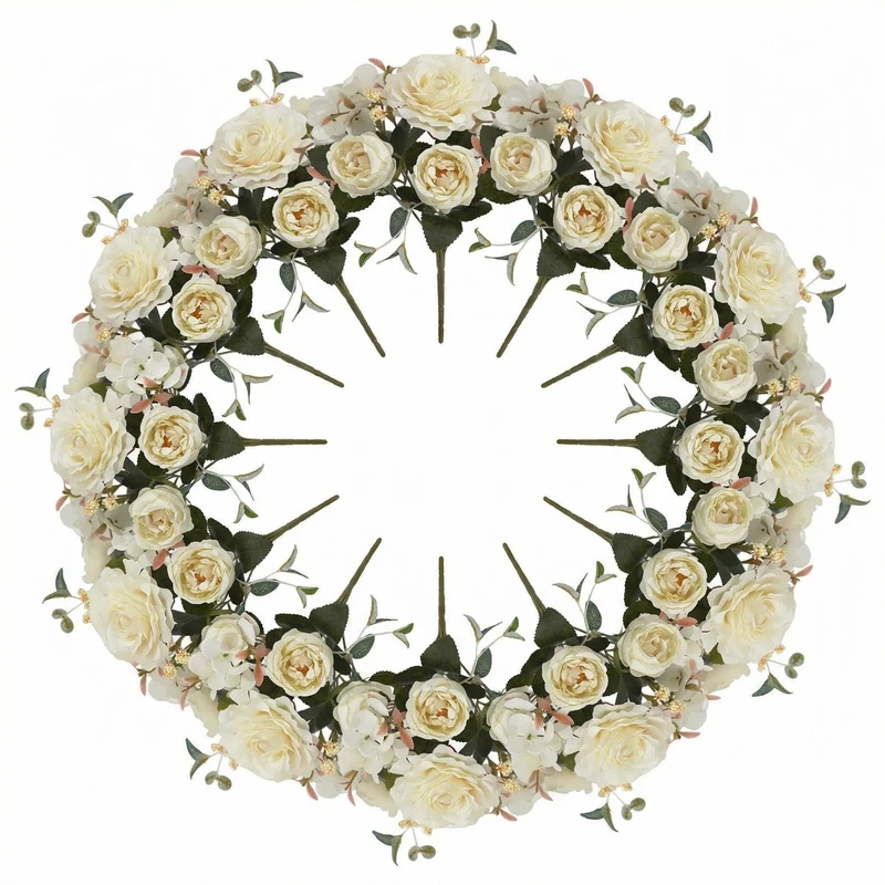 Kunstblumen Pfingstrosen 12er Großpackung – Seidenblumen-Sträuße mit Hortensien, 29 cm, für Hochzeit, Floristik & Heimdeko