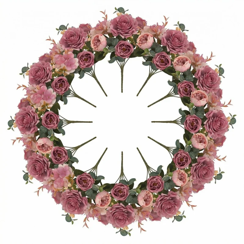 Kunstblumen Pfingstrosen 12er Großpackung – Seidenblumen-Sträuße mit Hortensien, 29 cm, für Hochzeit, Floristik & Heimdeko