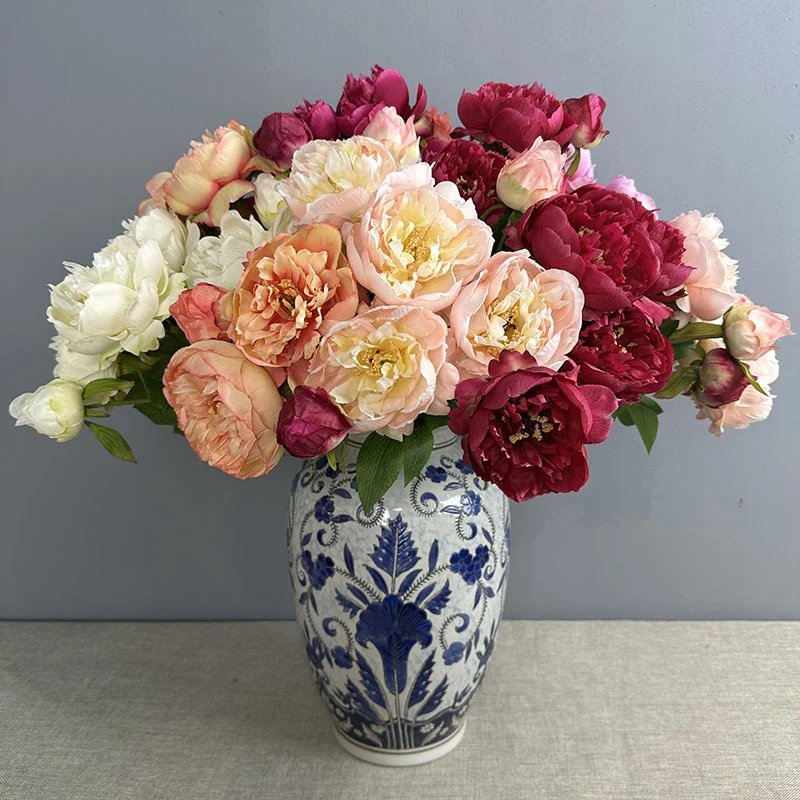 Künstliche Pfingstrose 50 cm, 2er-Set – Seidenblumen mit je 2 Blütenköpfen für Vase, Hochzeit & Deko