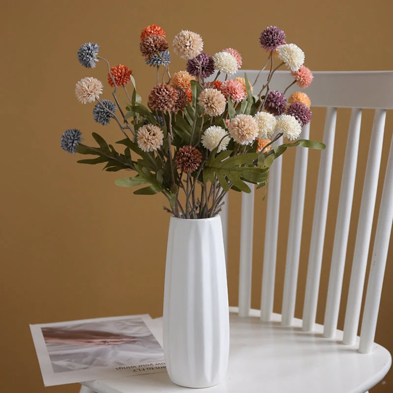 Künstlicher Kiku Stiel 66 cm, Chrysantheme Pompon Blume, realistischer Künstliche Gänseblümchen für hohe Vasen, Hochzeitsdeko, Event & Wohnkultur