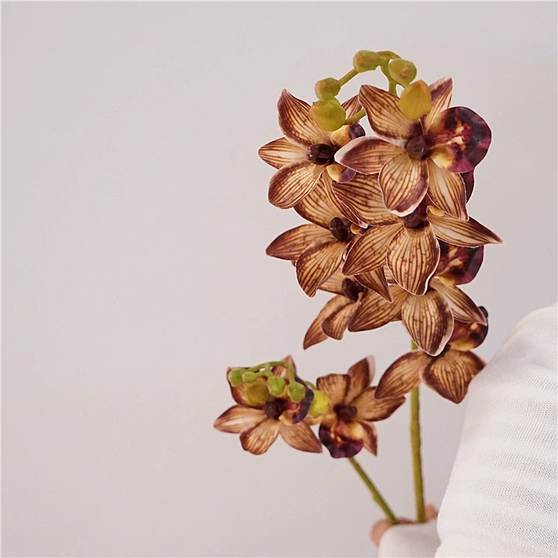 Künstlicher Orchideenzweig 87 cm | Real Touch | 18 Blüten | Kunstblume für Bodenvase, Hochzeit & Eventfloristik
