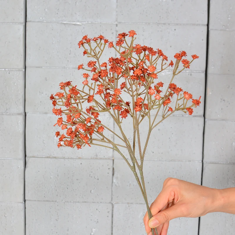 Schleierkraut Künstlich 3er Set, 52 cm Kunstblumen in Herbstfarben, Naturgetreue Haptik für Vintage Deko, Hochzeit & Gestecke