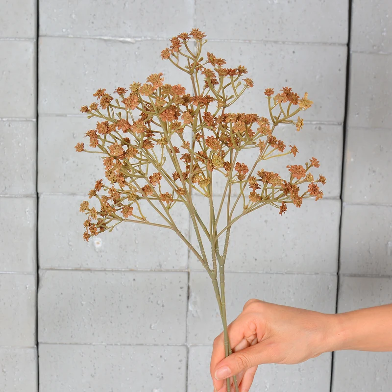 Schleierkraut Künstlich 3er Set, 52 cm Kunstblumen in Herbstfarben, Naturgetreue Haptik für Vintage Deko, Hochzeit & Gestecke