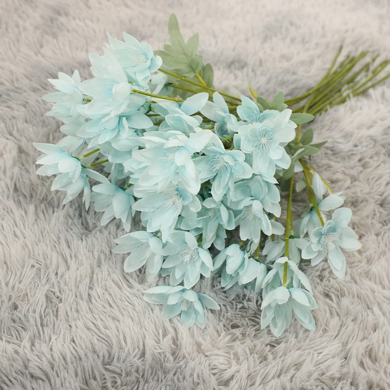 Kunstblume Schneelotus 60 cm, 6-köpfiger Stiel mit großen Blüten, hochwertige Seidenblume für Hochzeit, Vase, Gestecke & Dekoration