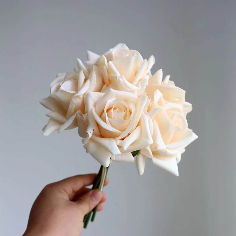 Rosenstrauß 25 cm Real Touch – Täuschend echte Kunstblumen für Tischdeko, Hochzeit & Vase