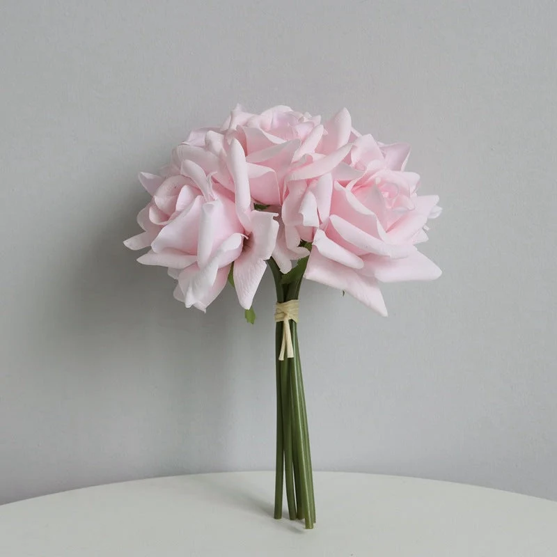 Rosenstrauß 25 cm Real Touch – Täuschend echte Kunstblumen für Tischdeko, Hochzeit & Vase
