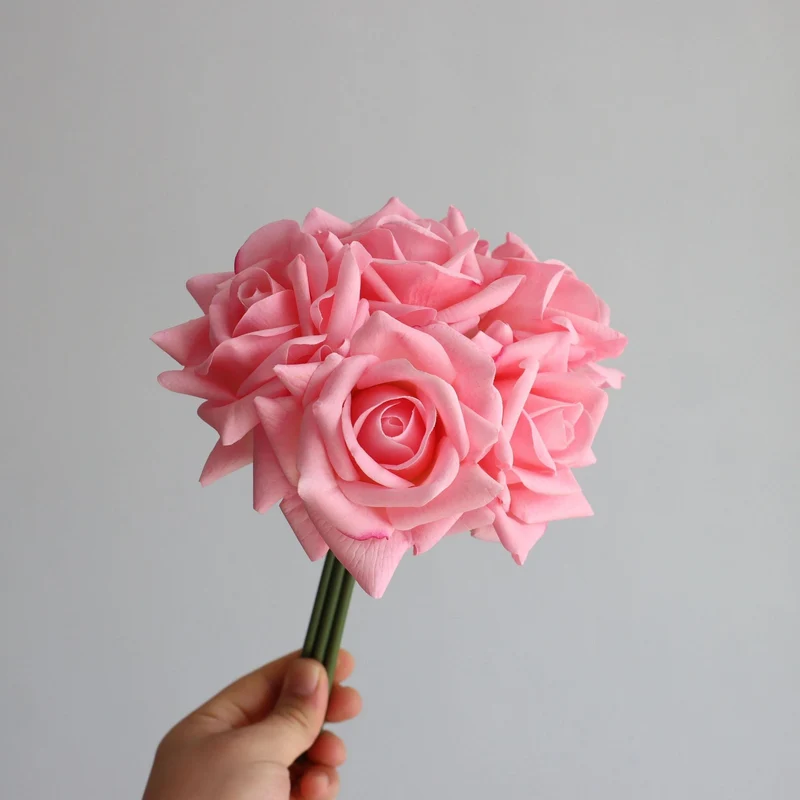 Rosenstrauß 25 cm Real Touch – Täuschend echte Kunstblumen für Tischdeko, Hochzeit & Vase