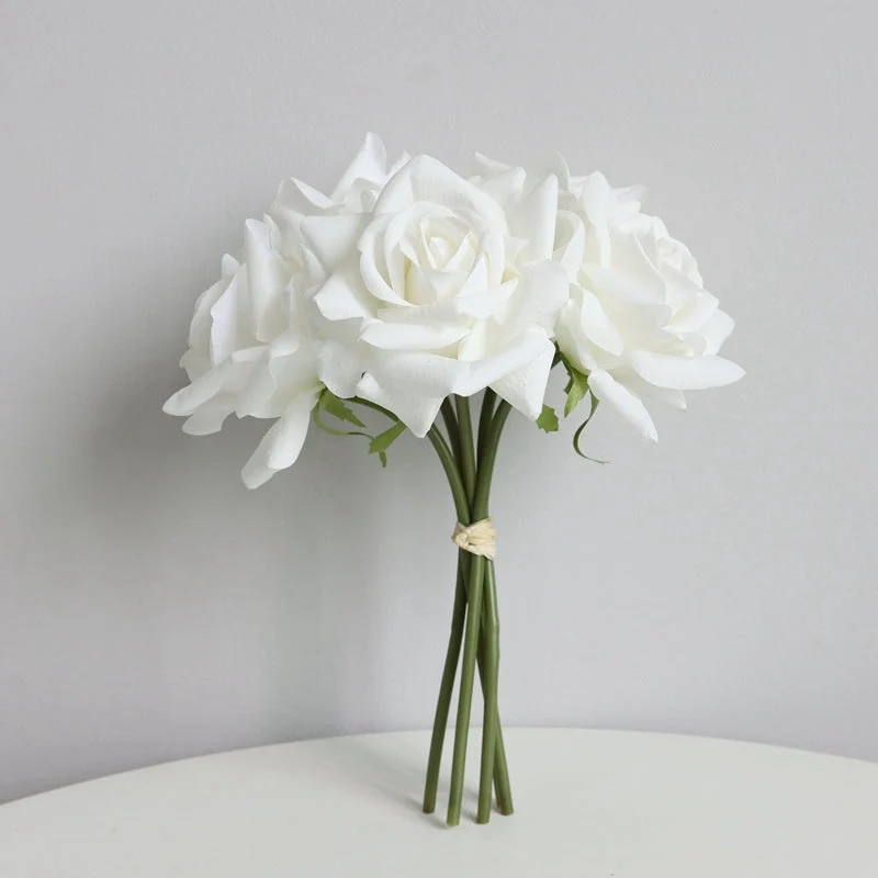 Rosenstrauß 25 cm Real Touch – Täuschend echte Kunstblumen für Tischdeko, Hochzeit & Vase