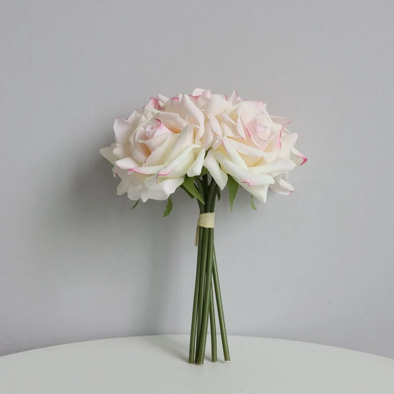 Rosenstrauß 25 cm Real Touch – Täuschend echte Kunstblumen für Tischdeko, Hochzeit & Vase