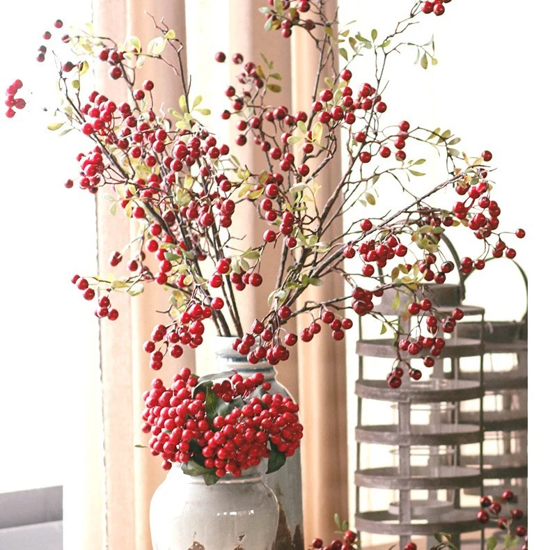 70cm Ilex Kunstpflanze Winterbeeren Deko