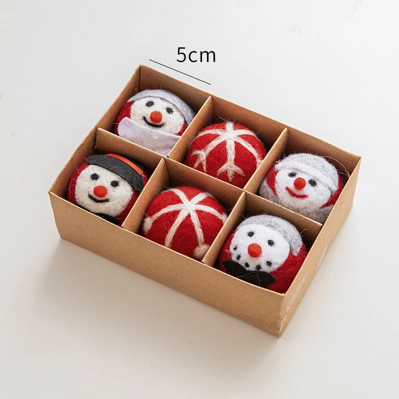 6 Stück Filzschneeflocke & Christbaumkugel – handgemachte Weihnachtsdekoration