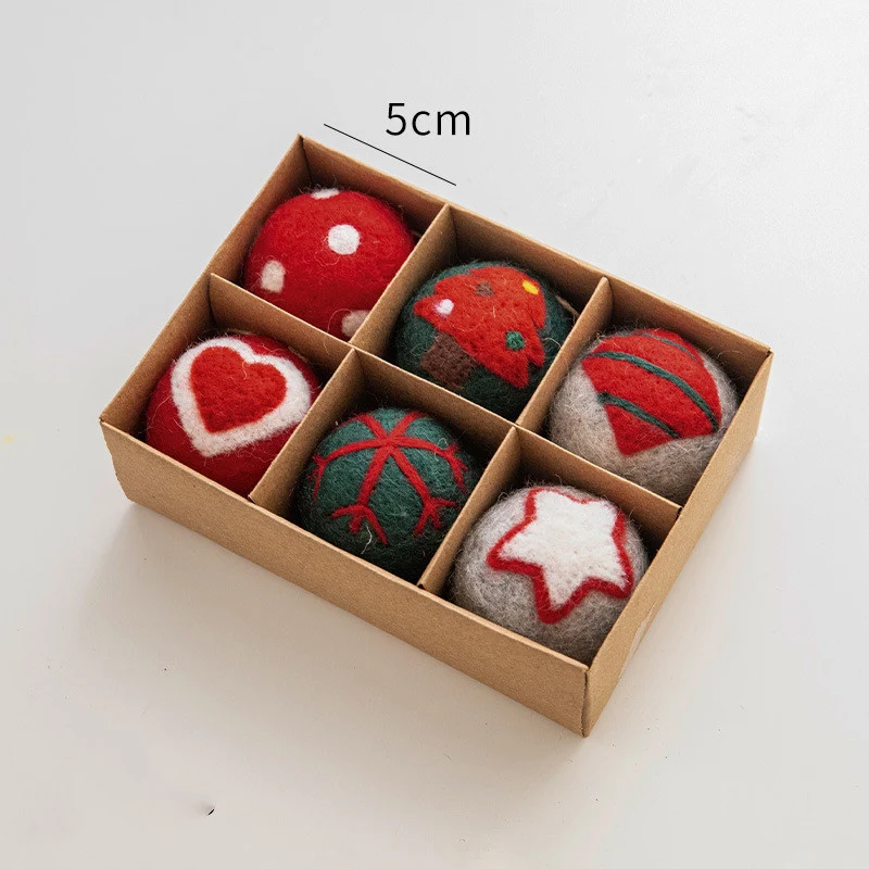 6 Stück Filzschneeflocke & Christbaumkugel – handgemachte Weihnachtsdekoration