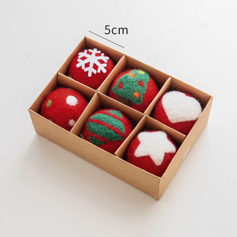 6 Stück Filzschneeflocke & Christbaumkugel – handgemachte Weihnachtsdekoration