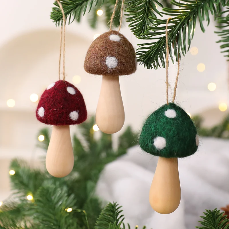 3 Stück Handgemachter Pilz-Weihnachtsbaumanhänger – von nepalesischen Kunsthandwerkern gefertigt