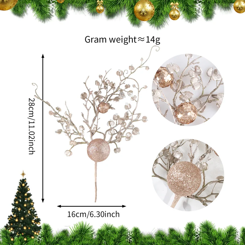23 Modelle Künstliche Weihnachts-Kiefernnüsse & Beerensteckzweige – Rote & Weiße Beeren, Kiefernnüsse für Weihnachtsbaum, Kränze & Festliche Deko