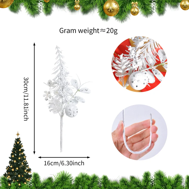 23 Modelle Künstliche Weihnachts-Kiefernnüsse & Beerensteckzweige – Rote & Weiße Beeren, Kiefernnüsse für Weihnachtsbaum, Kränze & Festliche Deko