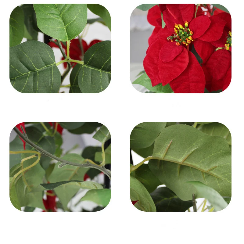 2 Stück 180cm Künstliche Poinsettienranke - Weihnachtsgirlande Festliche Hängedekoration