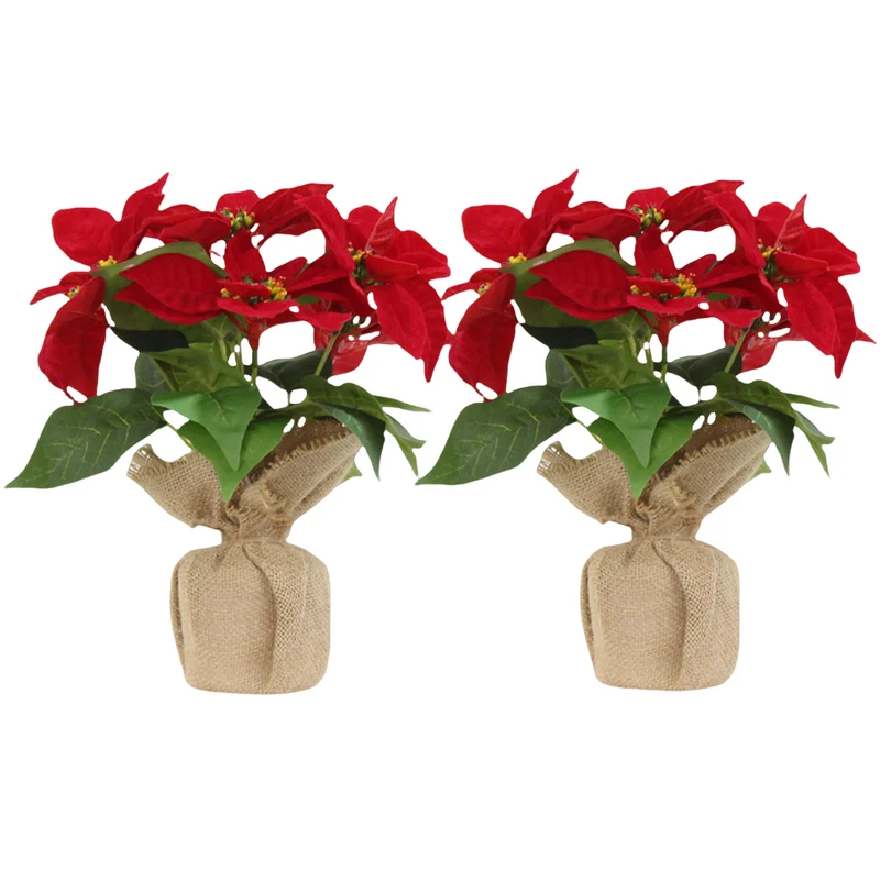 2 Stück Weihnachtsstern künstlich Fenster naturgetreu Weihnachten Dekoration Weihnachtsdeko