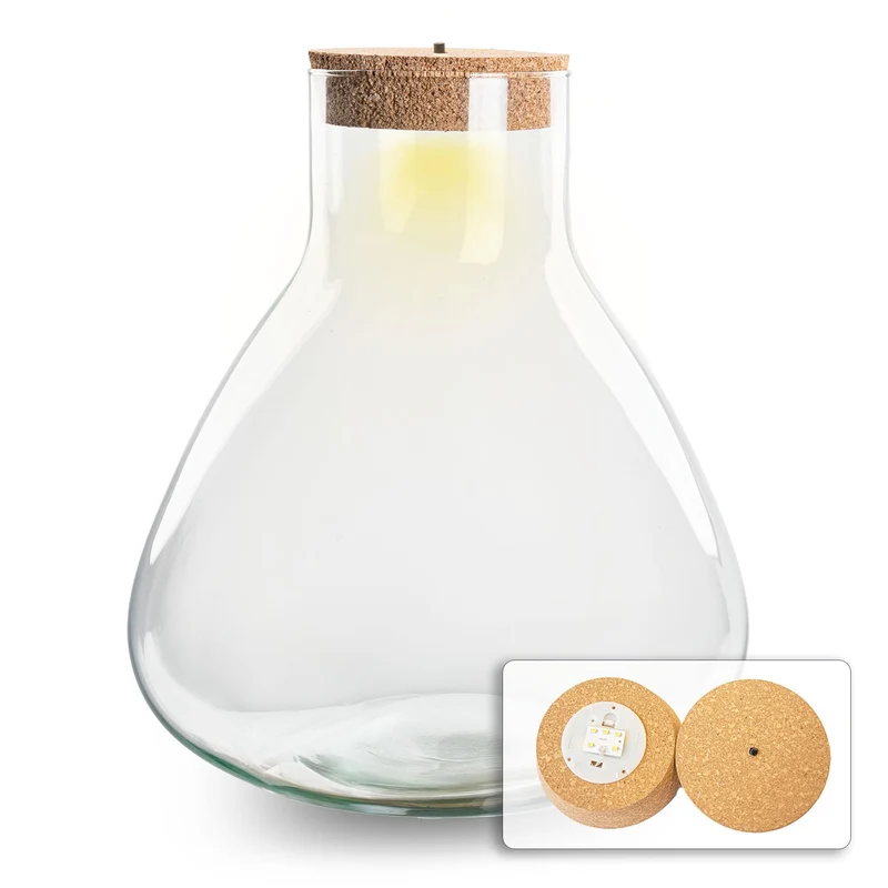 Terrariumflasche mit Beleuchtung Sam XL – Ø 30 cm, Höhe 32 cm