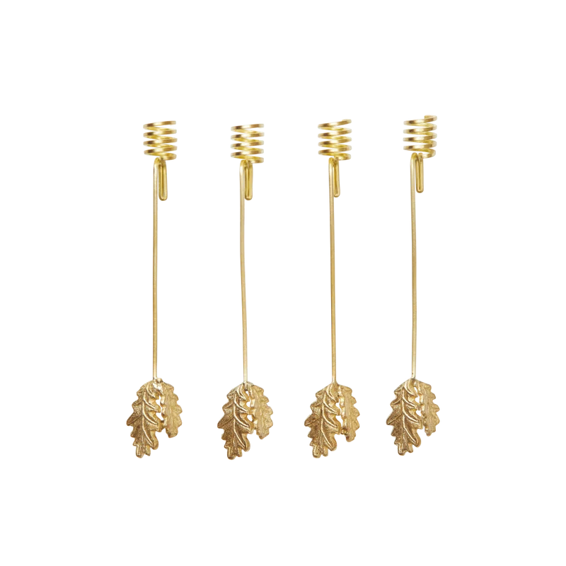 Oak Leaf Baumkerzenhalter 4er-Set Messing & Silber - ferm LIVING
