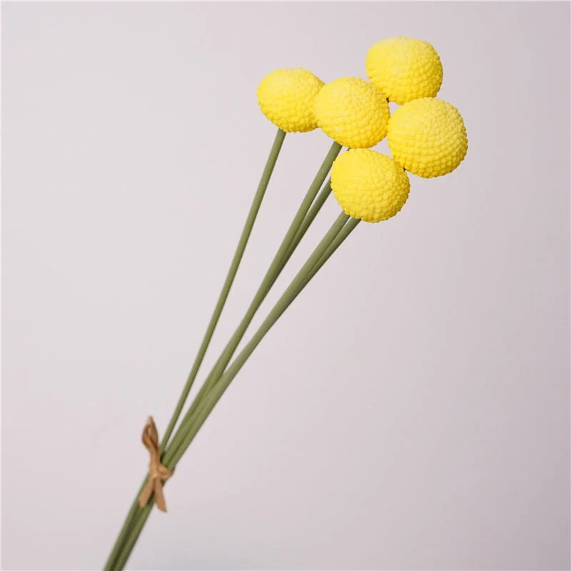 Pompon-Chrysanthemen Kunstblumen Strauß – 5 Stiele, 53 cm hoch, Real-Touch Blumen wie echt – hochwertige Deko für Vase, Hochzeit & Zuhause