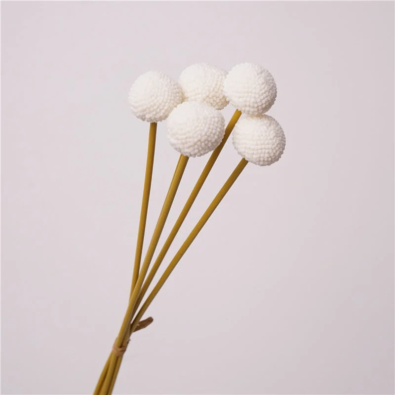 Pompon-Chrysanthemen Kunstblumen Strauß – 5 Stiele, 53 cm hoch, Real-Touch Blumen wie echt – hochwertige Deko für Vase, Hochzeit & Zuhause