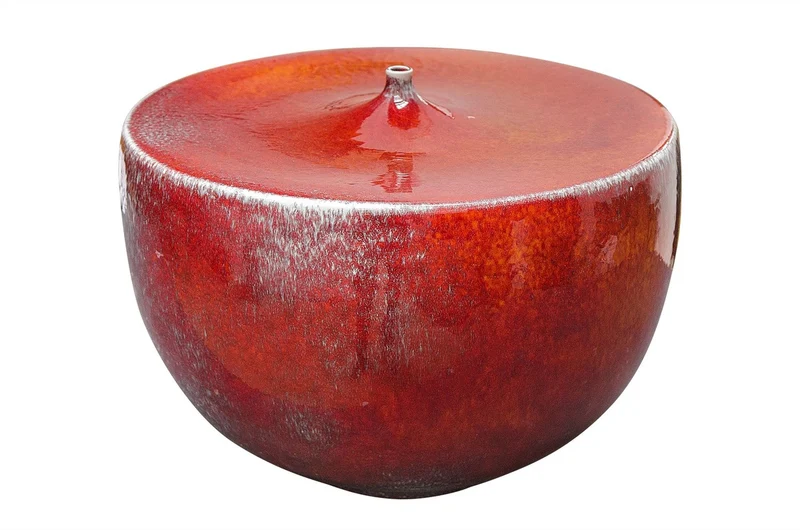 Casa Padrino Luxus Vase Orange Ø 33 x H. 25,5 cm - Breite Deko Vase aus Steingut in kräftigem Orange - Luxus Deko Accessoires