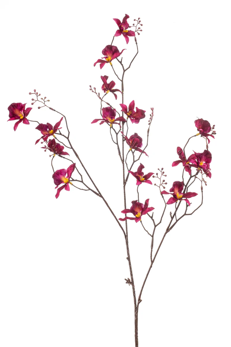 Orchidee künstlich 85 cm - 1 Zweig - Fuchsienrot