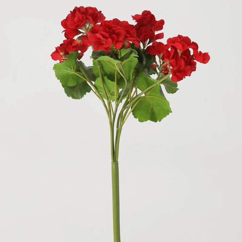 Geranienbusch künstlich UV-beständig – 43 cm, Premium Real-Touch – täuschend echte Kunstblumen für Balkon, Vase & Hochzeitsdeko