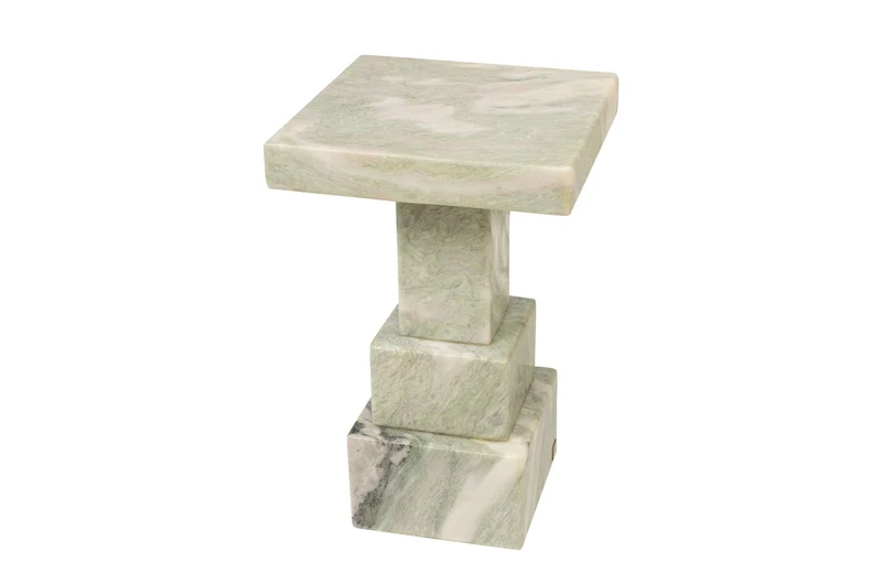 Casa Padrino Luxus Marmor Beistelltisch Grün 30,5 x 30,5 x H. 48,5 cm - Massiver Sockel Beistelltisch aus hochwertigem Indian Green Onyx - Luxus Möbel