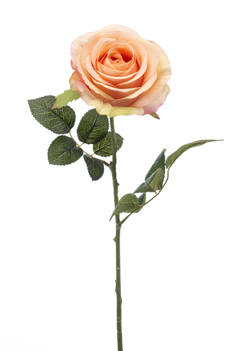 Rose künstlich 67 cm - 1 Stiel - Pfirsich