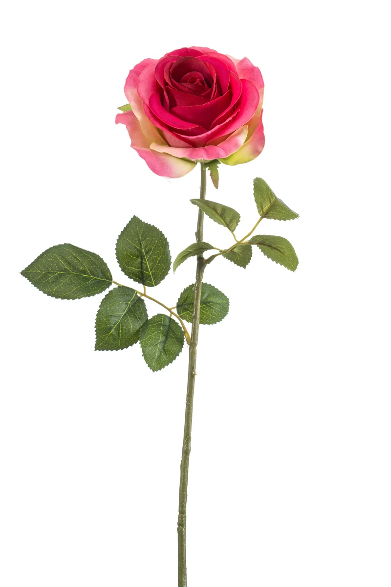 Rose künstlich 67 cm - 1 Stiel - Fuchsienrot