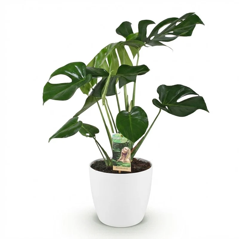 Monstera Deliciosa - 1 Pflanze - mit Potter Weiß oder Grau - Topf 21cm - Höhe 70-80cm