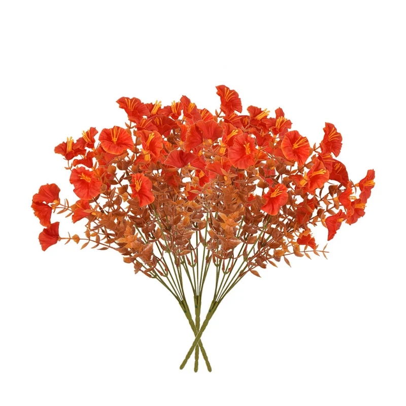 UV-beständige Künstliche Herbstblumen mit Ipomöen – Aus Seide und Eukalyptus, realistisch für den Außenbereich