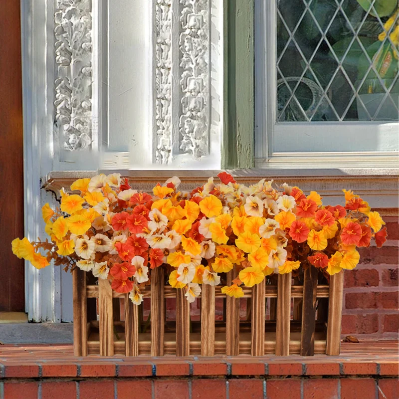 UV-beständige Künstliche Herbstblumen mit Ipomöen – Aus Seide und Eukalyptus, realistisch für den Außenbereich