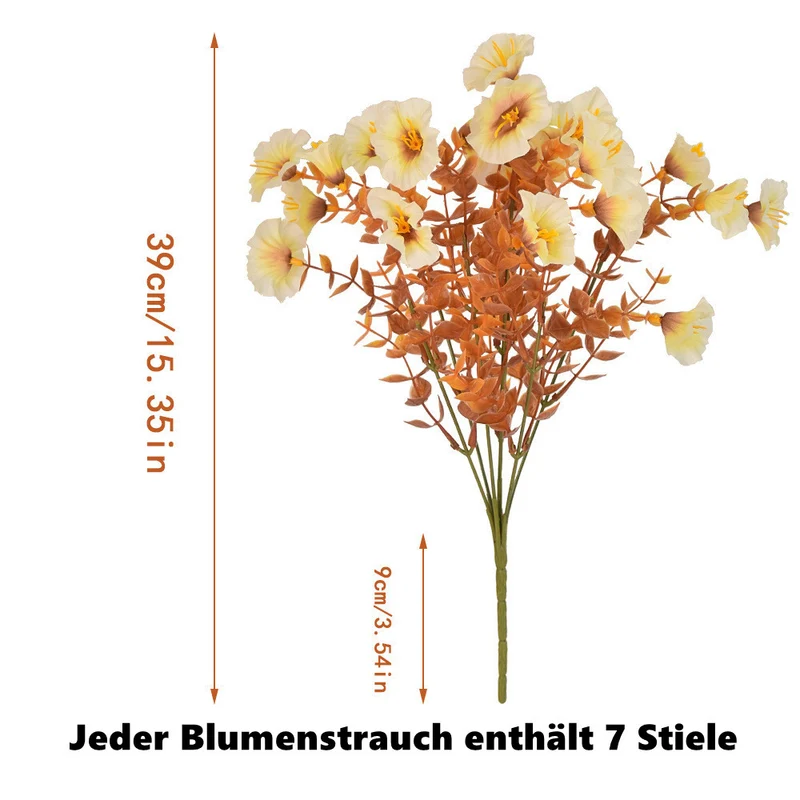 UV-beständige Künstliche Herbstblumen mit Ipomöen – Aus Seide und Eukalyptus, realistisch für den Außenbereich