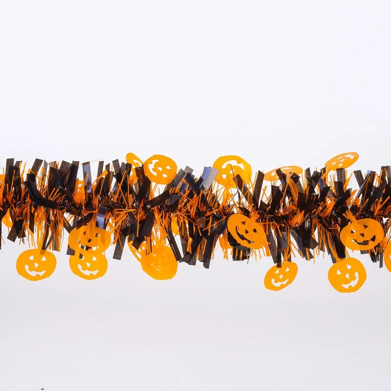 2 m lange Halloween-Glitzer-Girlande mit Lametta – Perfekt für Halloween-Party-Dekoration