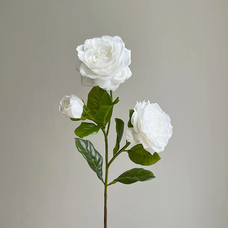 Real Touch Weiße Gardenie Kunstblume, 56 cm Hoch, 2 Blüten, Perfekt für Hochzeit und Taufe Deko
