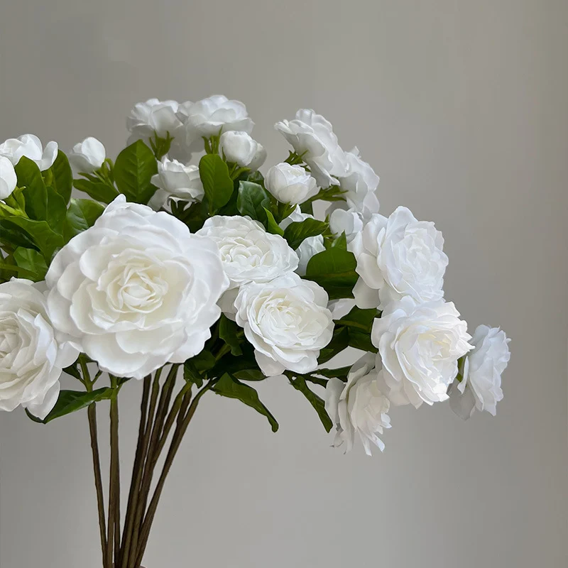Real Touch Weiße Gardenie Kunstblume, 56 cm Hoch, 2 Blüten, Perfekt für Hochzeit und Taufe Deko