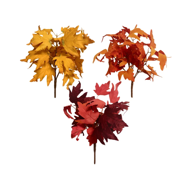 3er Set Künstliche Herbst-Ahornzweige mit 18 Blattstielen, 35 cm Faux Herbstlaub Sträuße für Vase, Heimdekoration, Thanksgiving Mittelpunkt & Hochzeit