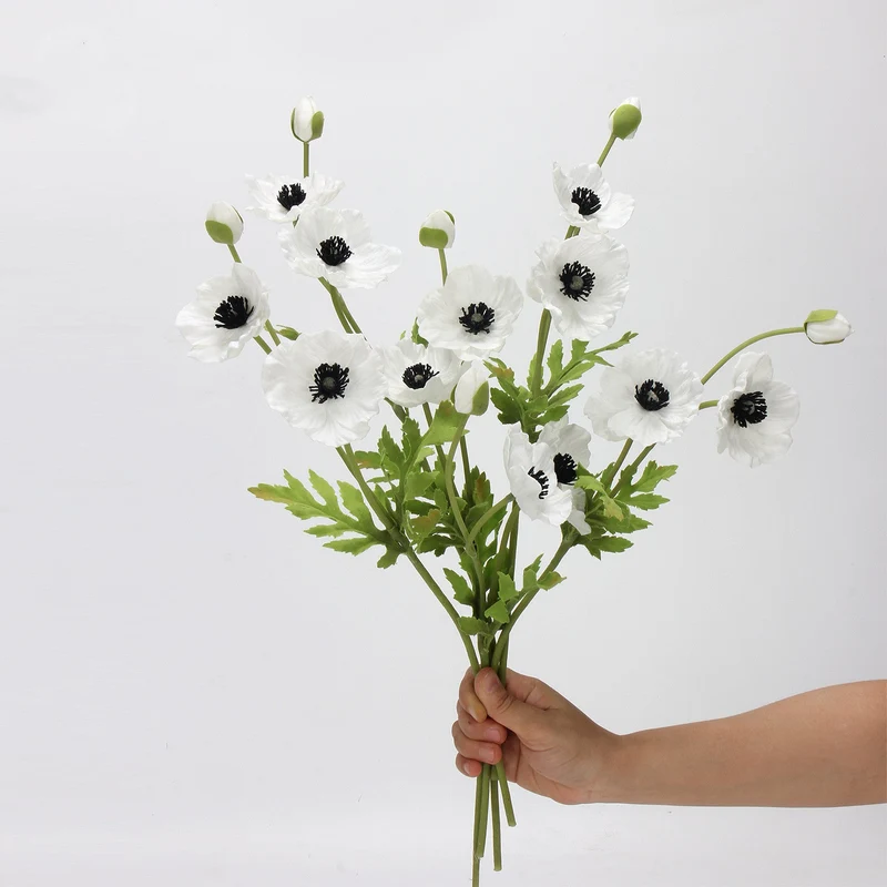 Mohnblume künstlich 38 cm, hochwertiger Real Touch Mohn-Stiel, täuschend echt für Vase, Hochzeitsdeko, Arrangements & Landhausstil