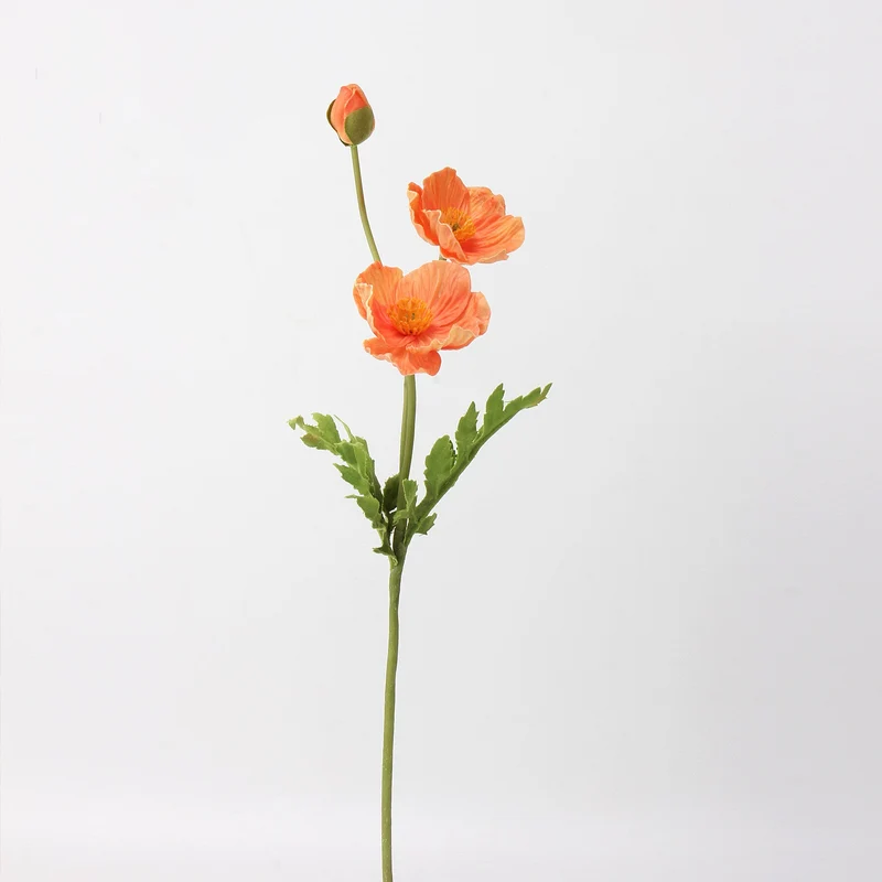 Mohnblume künstlich 38 cm, hochwertiger Real Touch Mohn-Stiel, täuschend echt für Vase, Hochzeitsdeko, Arrangements & Landhausstil