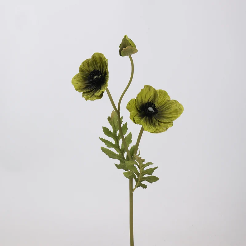 Mohnblume künstlich 38 cm, hochwertiger Real Touch Mohn-Stiel, täuschend echt für Vase, Hochzeitsdeko, Arrangements & Landhausstil