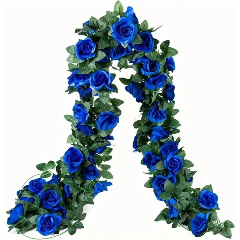 3er-Set künstliche Rosengirlande (Weingirlande-Hängemodus), gefertigt aus hochwertiger Seide. Diese künstlichen Blumen eignen sich perfekt für Außen- und Innenhochzeiten, Wanddekorationen und weitere Anlässe
