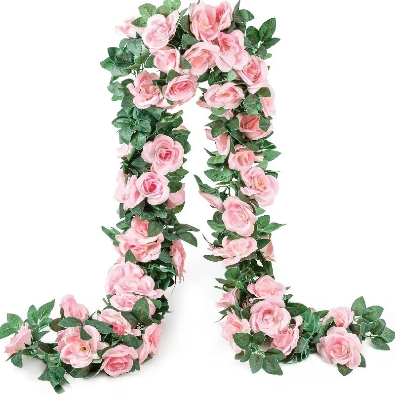 3er-Set künstliche Rosengirlande (Weingirlande-Hängemodus), gefertigt aus hochwertiger Seide. Diese künstlichen Blumen eignen sich perfekt für Außen- und Innenhochzeiten, Wanddekorationen und weitere Anlässe